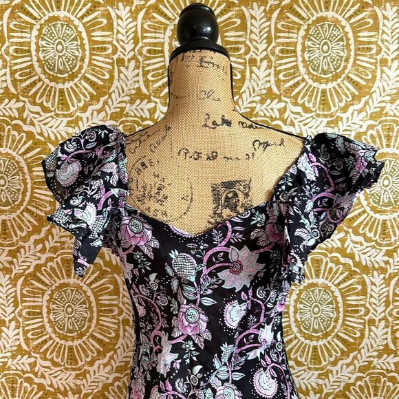 NWT MILLE Klara Floral Ruffle Cotton Midi/Maxi Dress in Tropical Night size S - Picture 12 of 14